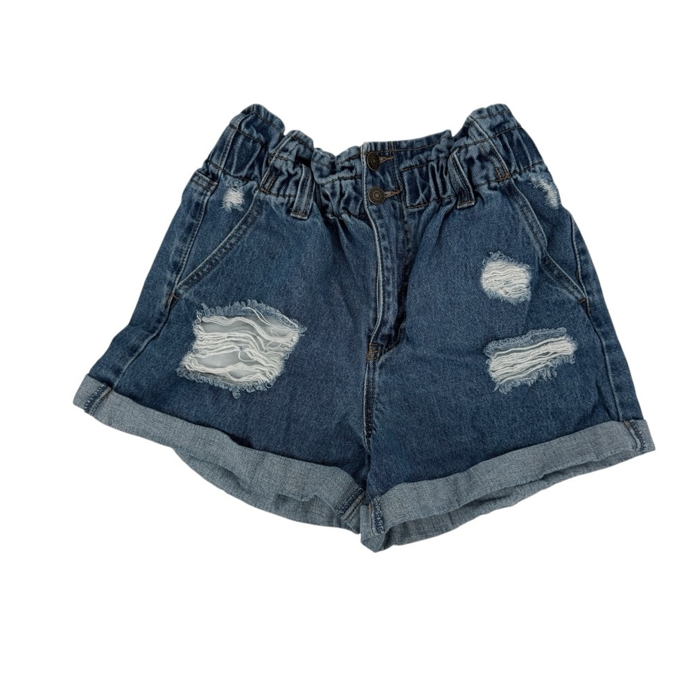 Forever 21 Indigo Denim High-Waist Paper Bag Jean Shorts Size Medium Women’s